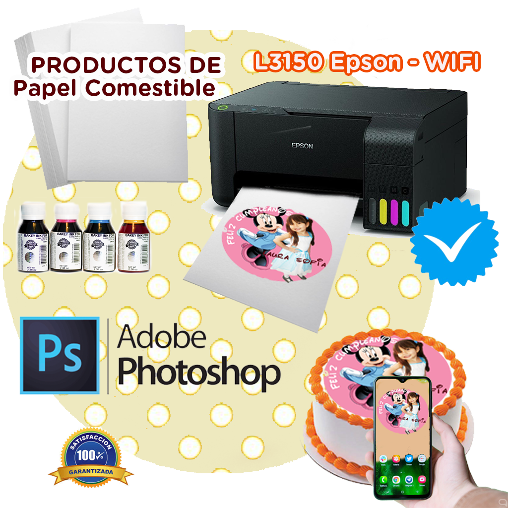 Impresora Epson Comestible Kit Negocio Tinta Y Obleas